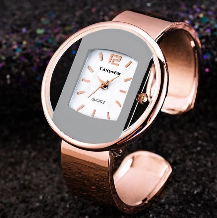 Women's rose gold grey bracelet watch