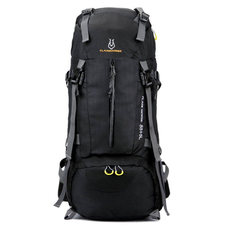 Unisex black 60L travel backpack