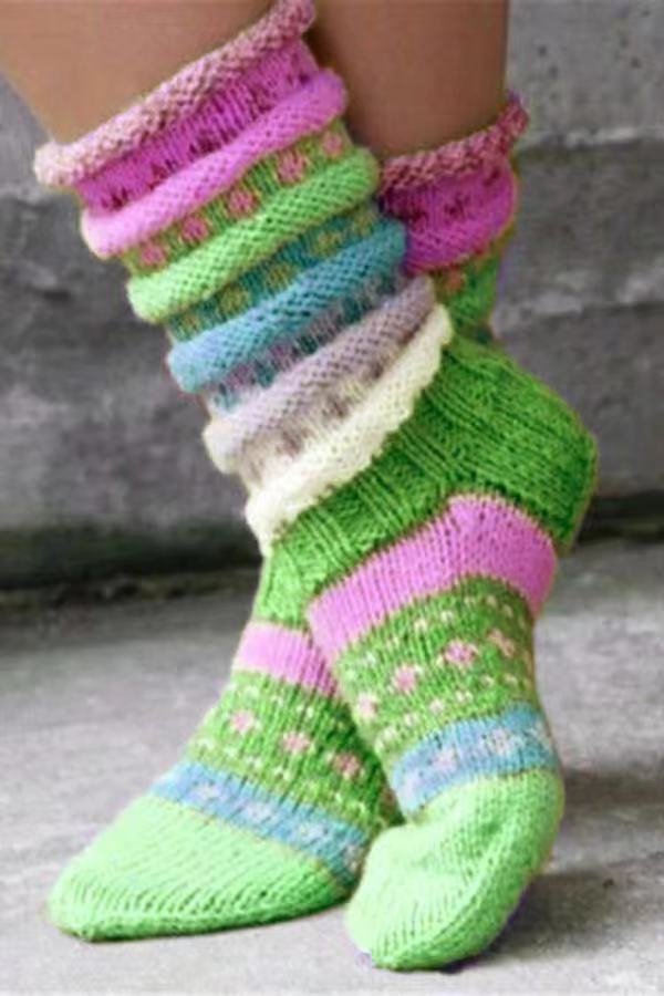 Women's red and green socks