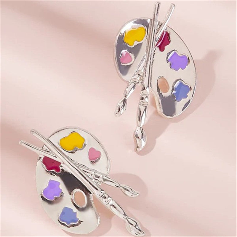 Women's silver simple stud earrings