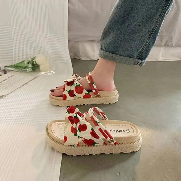 Women's strawberry two way sandals