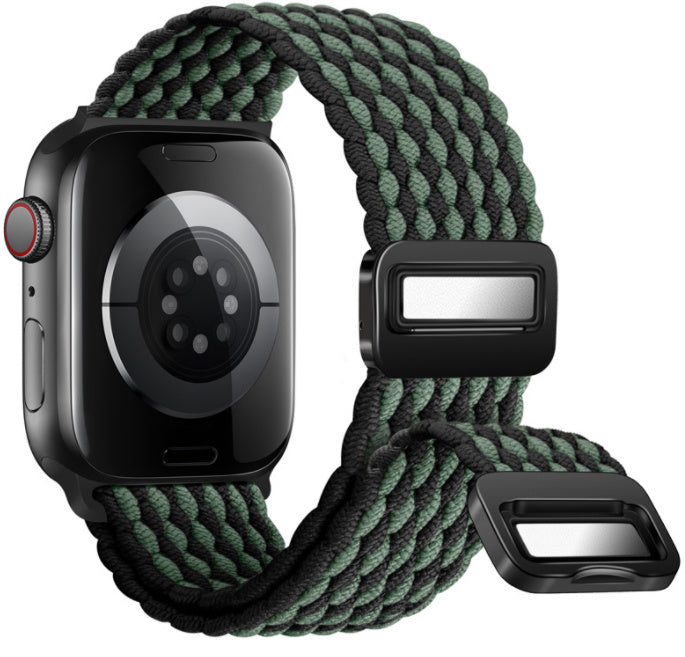 Unisex wave pattern black green integrated watch band