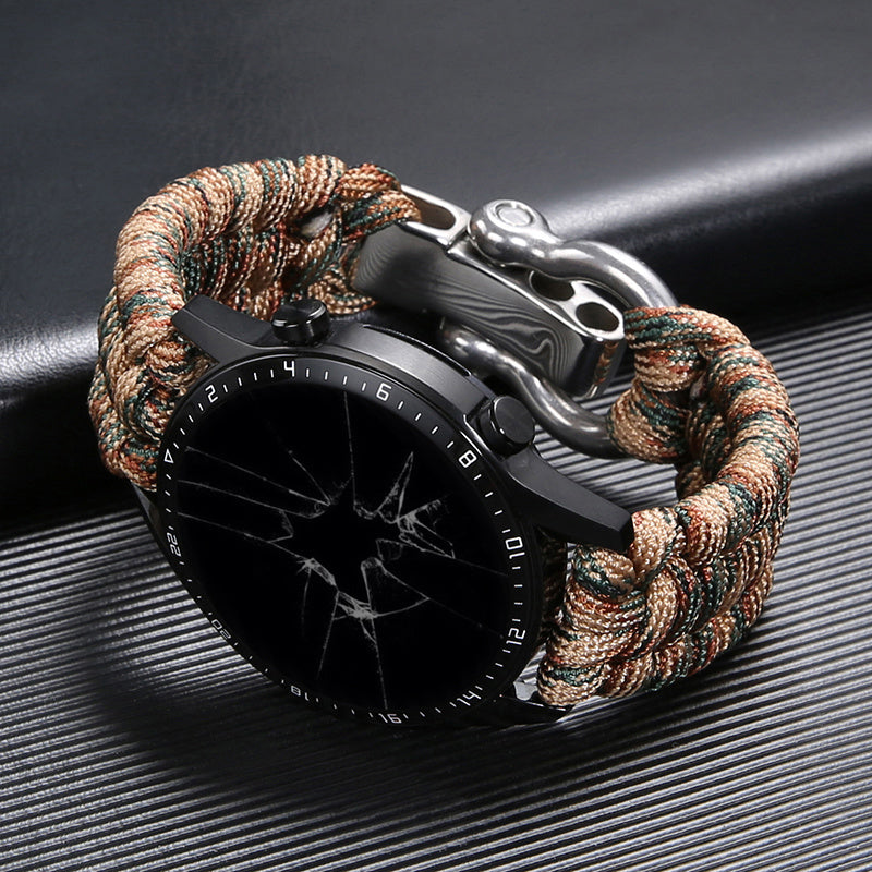 Unisex camouflage brown paracord braided watch strap