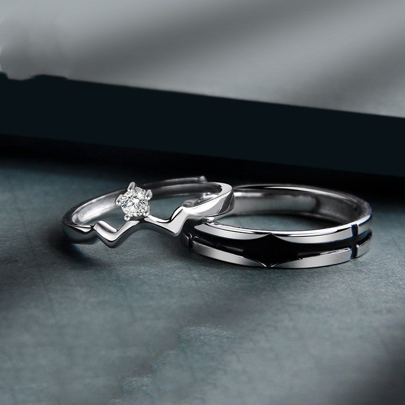 Unisex S925 sterling silver ring pair