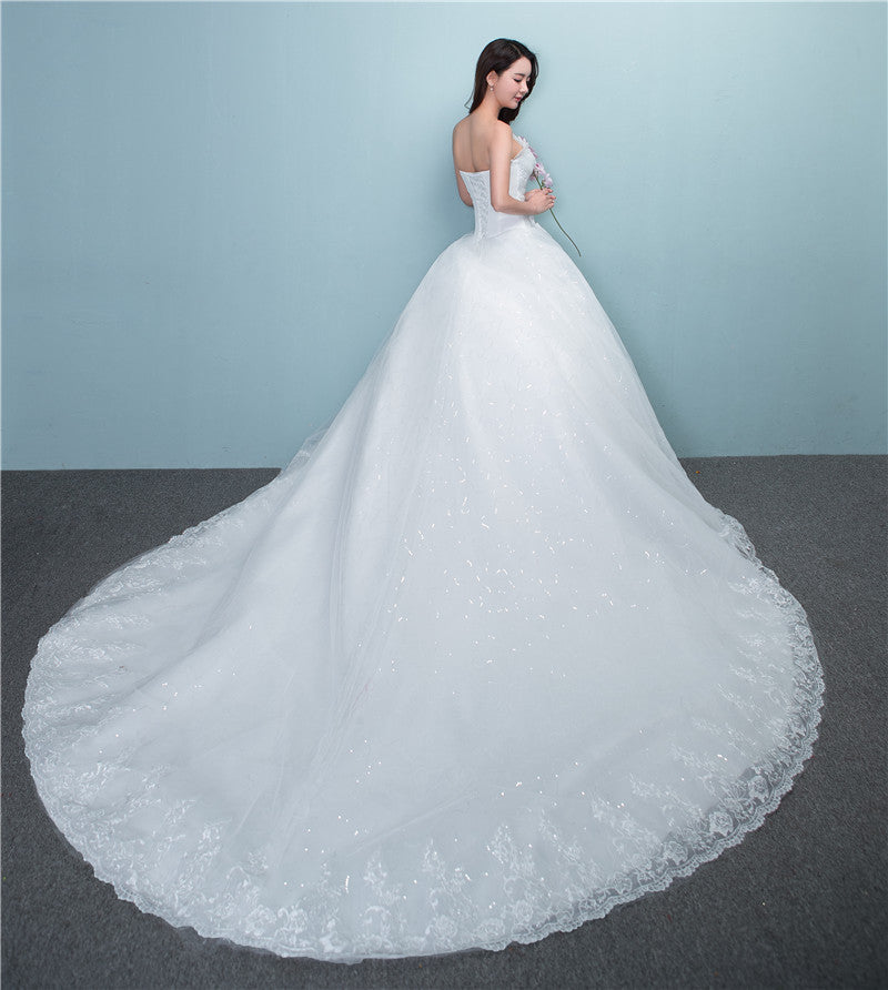 Alternate view: Women's long train wedding dress