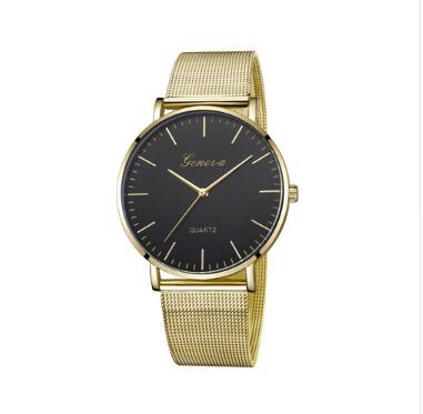 Unisex gold belt black face bracelet watch