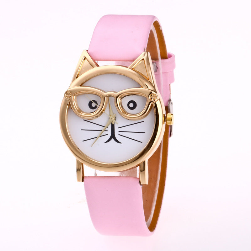 Kids pink cartoon watch