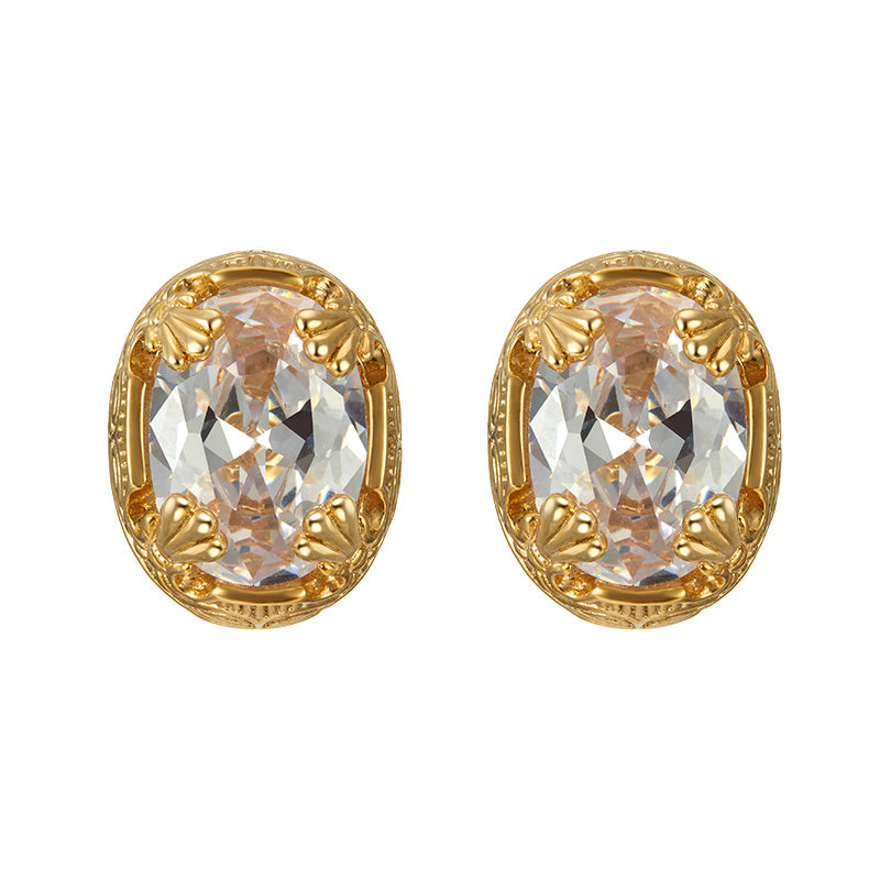 Women's oval gem earrings