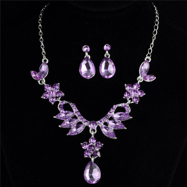 Women's purple bridal jewelry set
