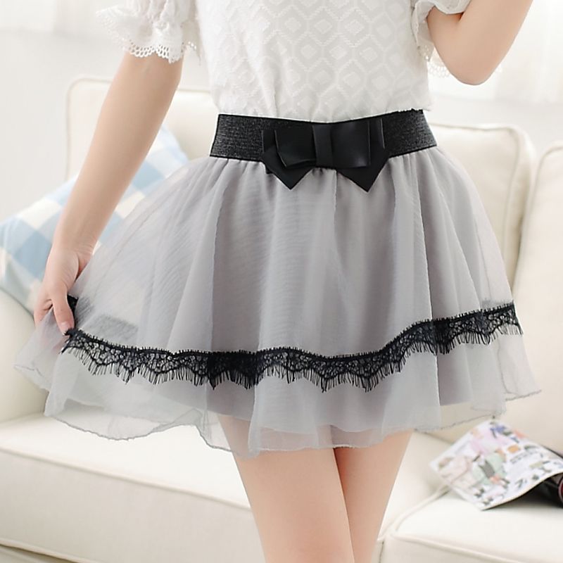 Women's organza short skirtgrey skirt