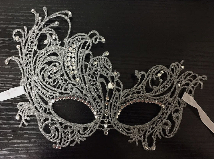 Women's silver with diamonds mask masquerade