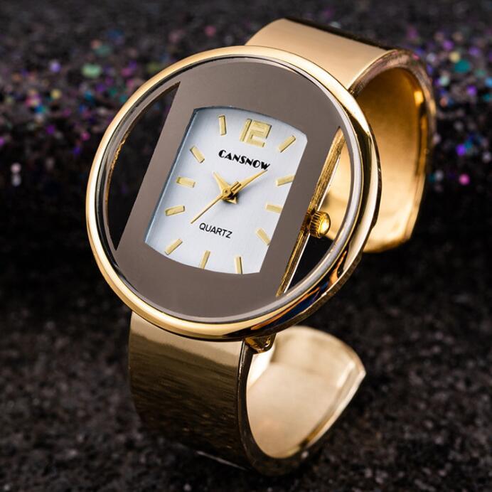 Women's gold grey bracelet watch
