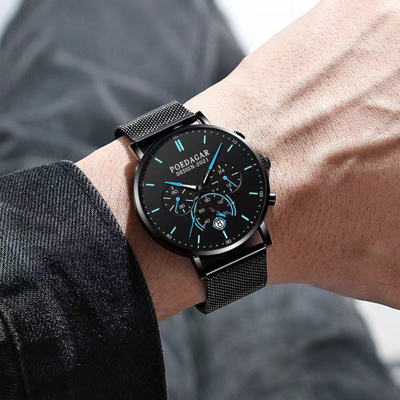 Men's blue multifunction watch