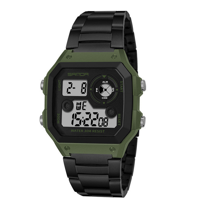 Men's steel band LED watch