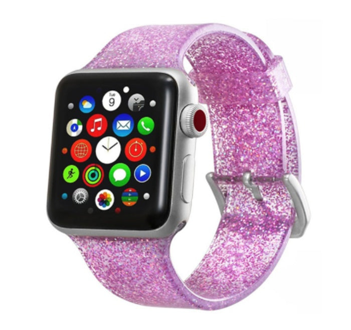 Women's pink silicone smart watch strap