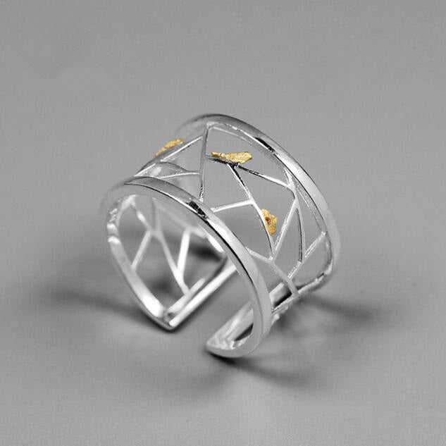 Unisex 925 silver paper cut ring