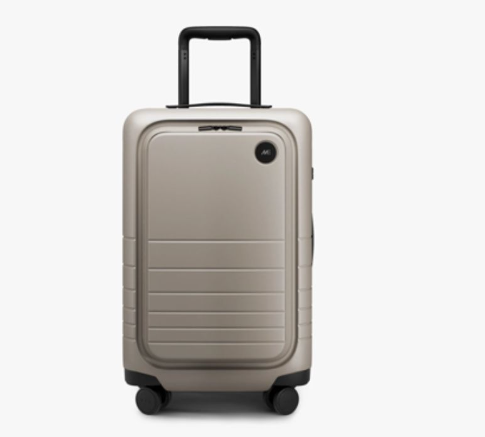 Unisex graybrown front open suitcase