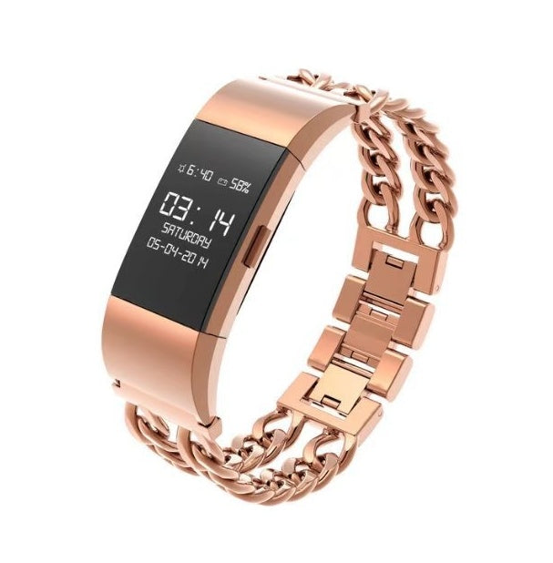 Unisex rose gold charge 2 metal strap
