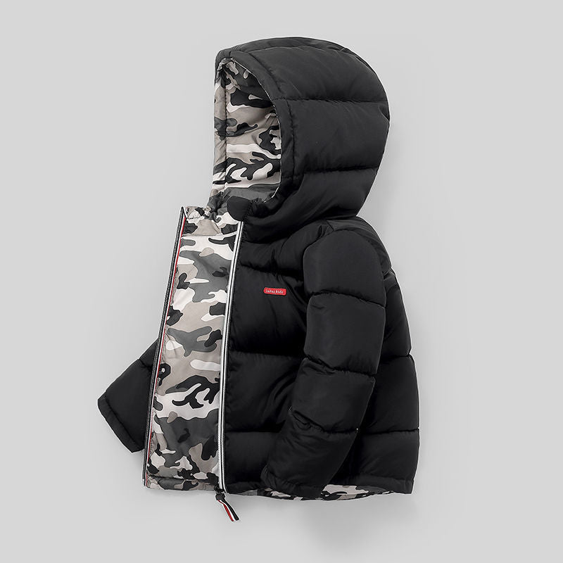 Boys black reversible padded jacket
