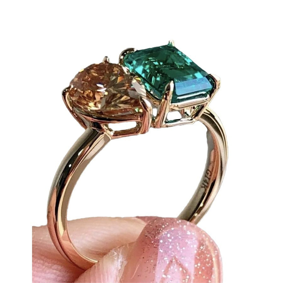 Women's double stone zircon ring