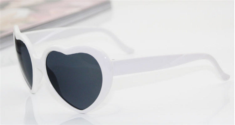 Women's white heart light sunglasses