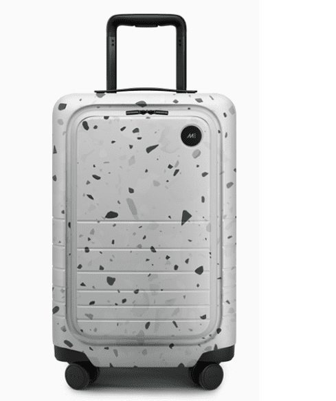 Unisex water ground stone pattern front open suitcase