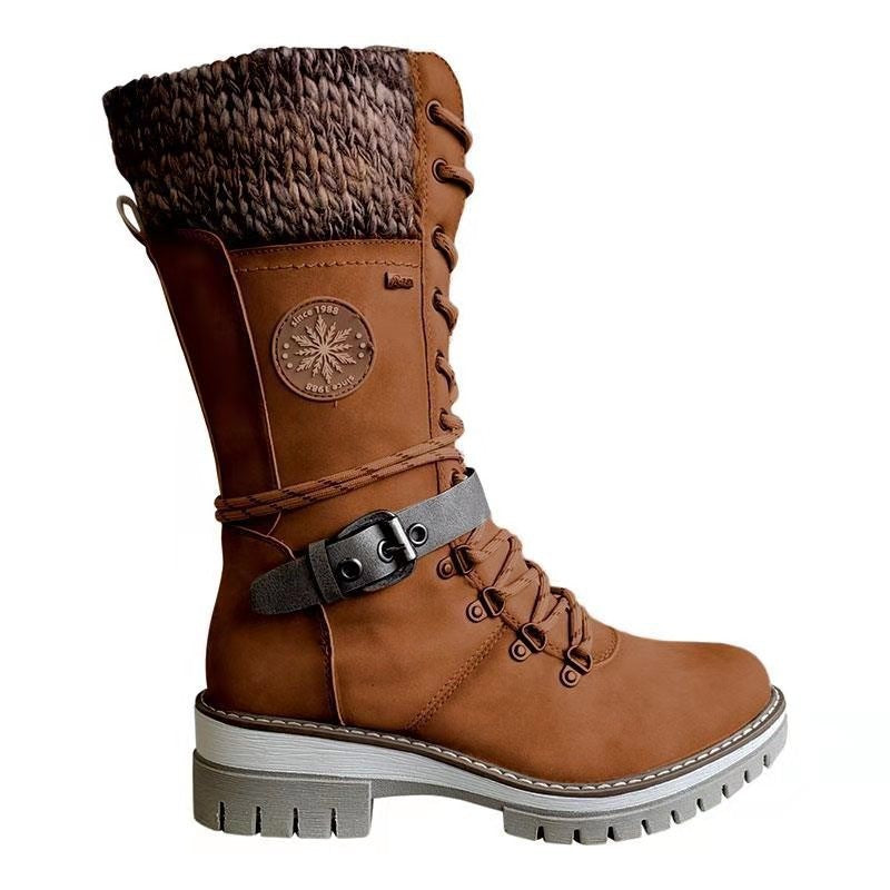 Women's yellow brown heel boots
