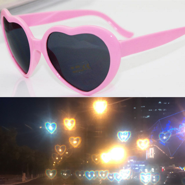 Women's pink heart light sunglasses
