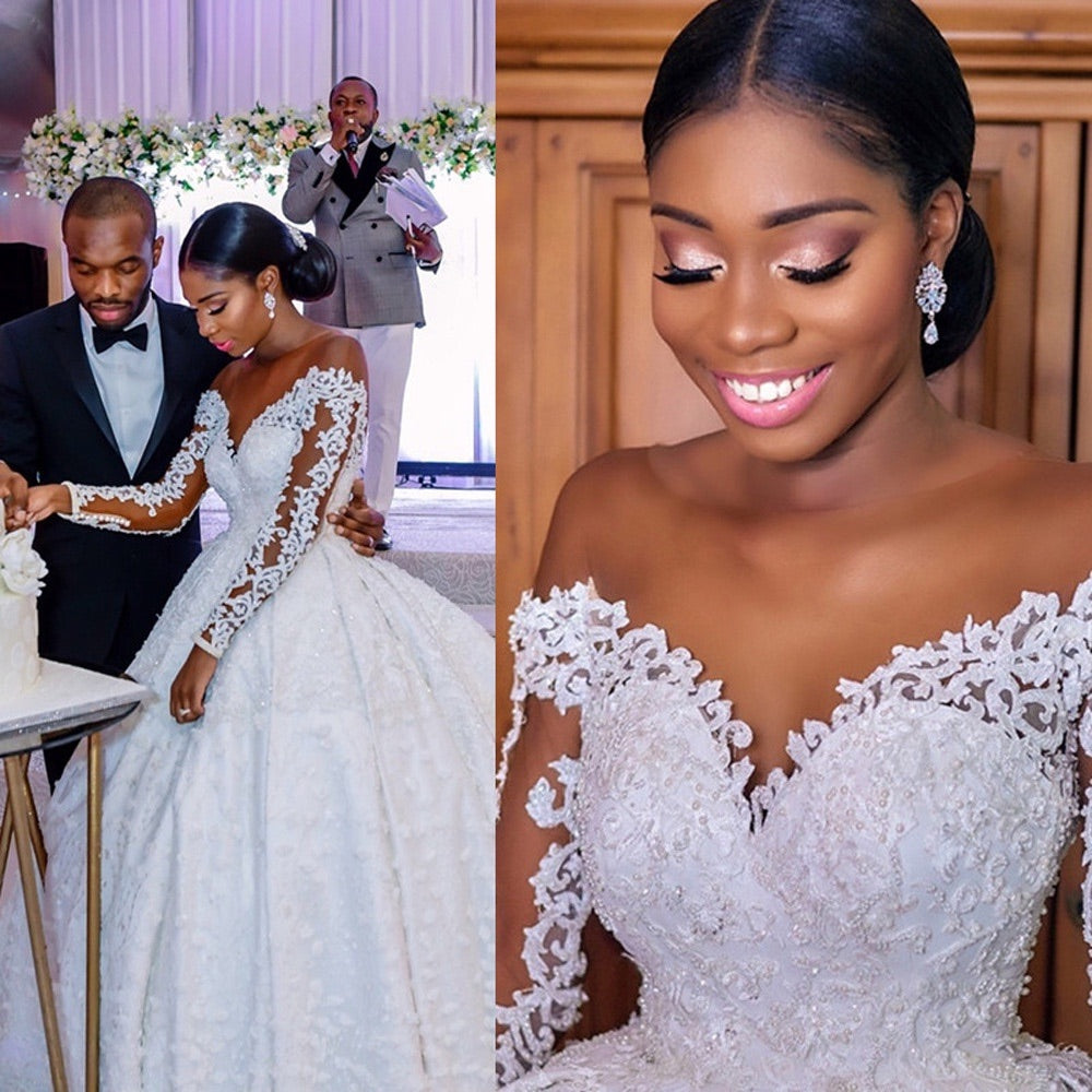 Women's lace wedding gown