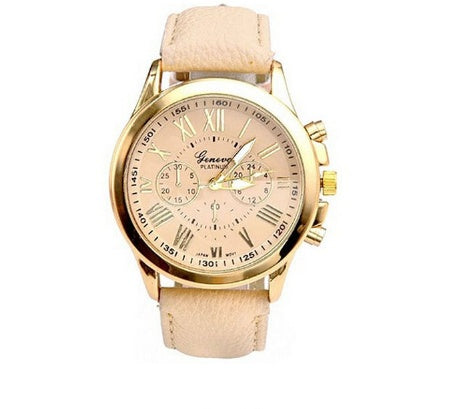 Retro colorful faux leather strap watch - view 18