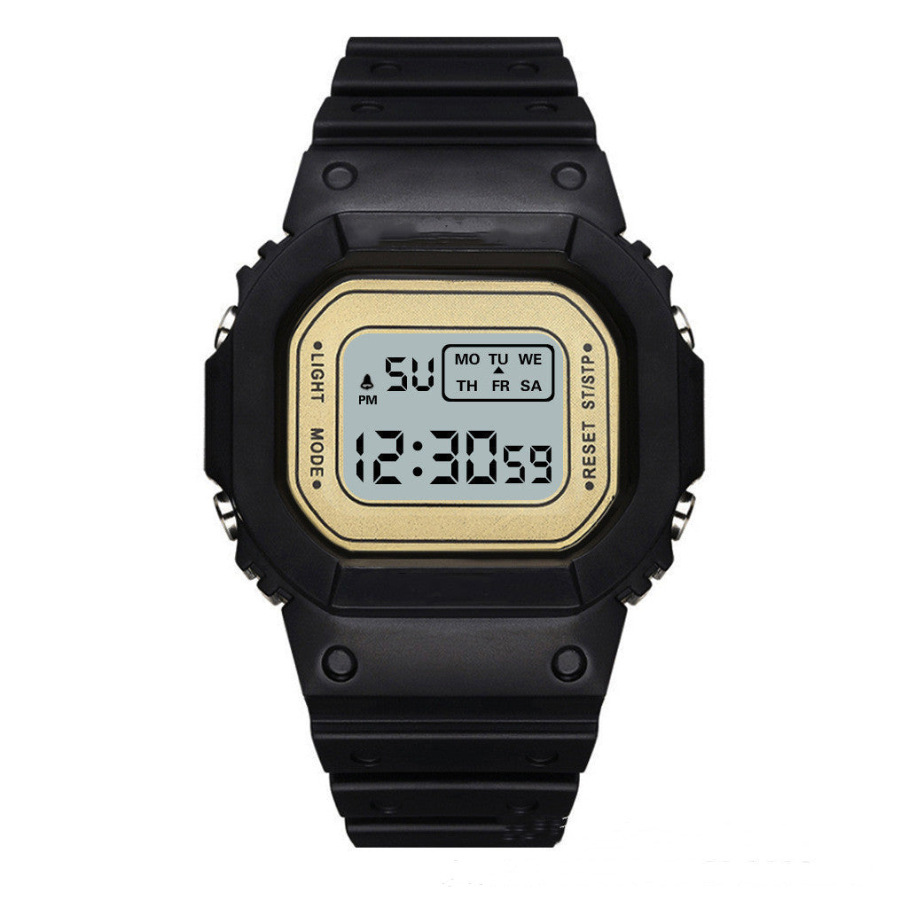 Unisex black gold LED watch