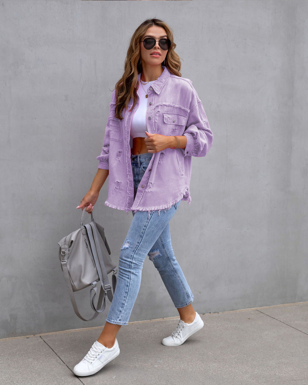 Alternate view: Women's ripped shirt jacket