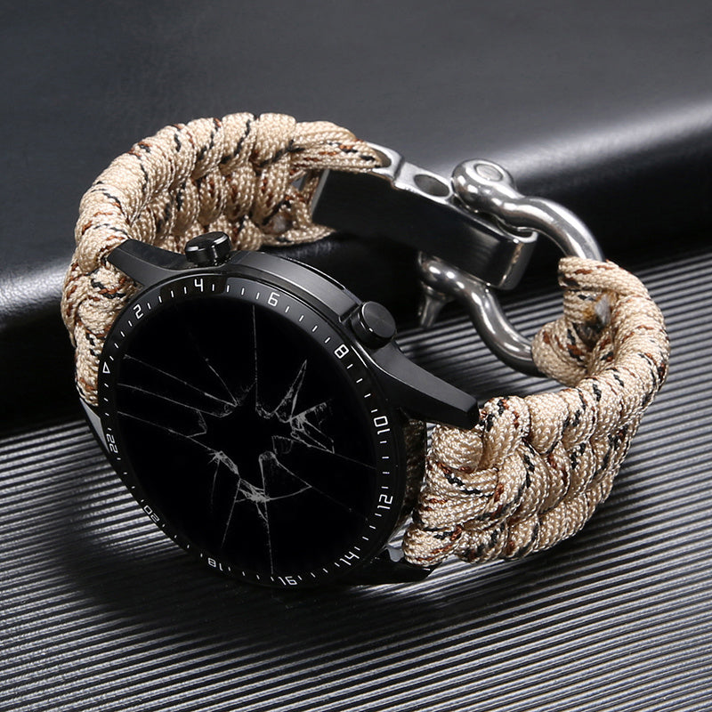 Unisex camouflage khaki paracord braided watch strap