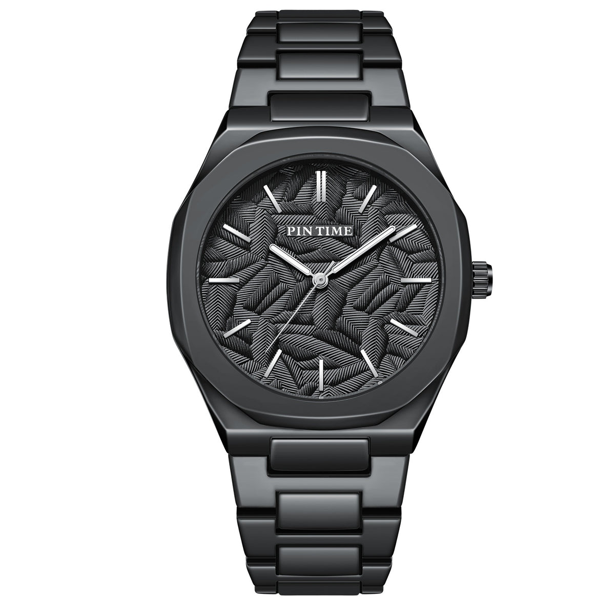 Men's palm leaf embossed watch