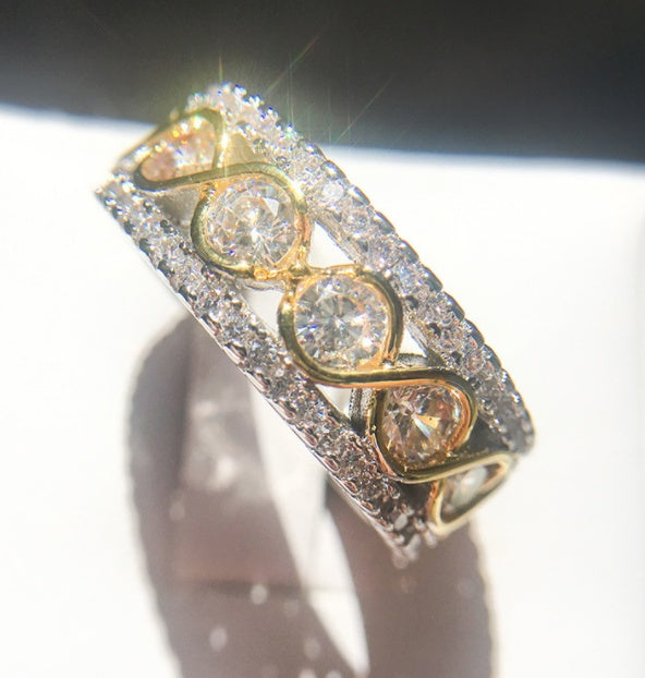 Women's gold zircon stone ring