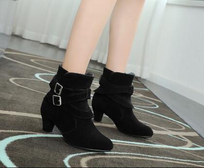 Women's black leather ankle boots