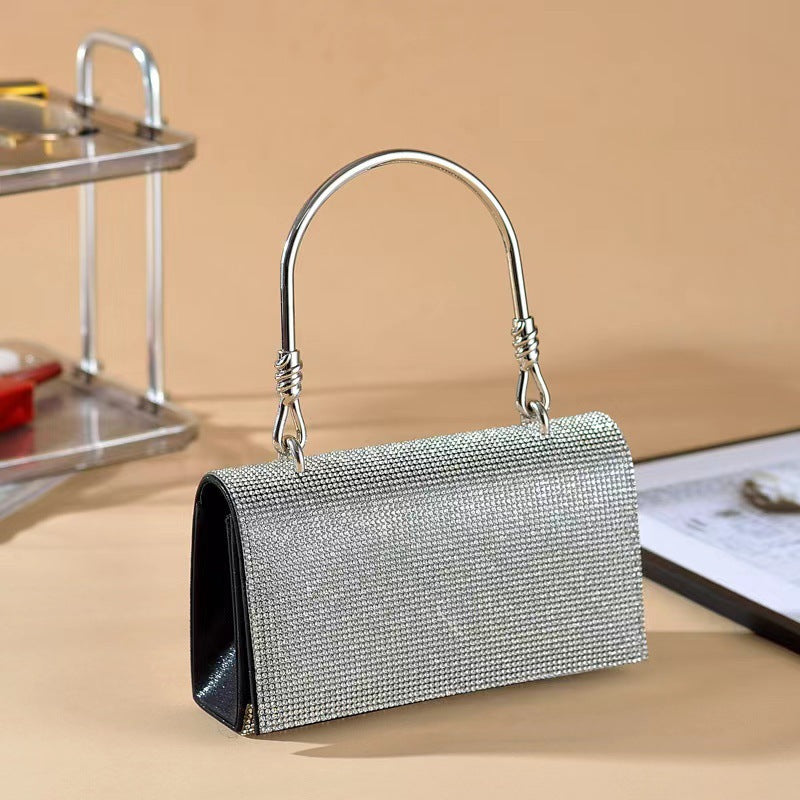 Women's black full diamond handbag