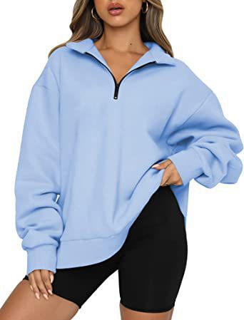 Women's light blue zip sweatshirt