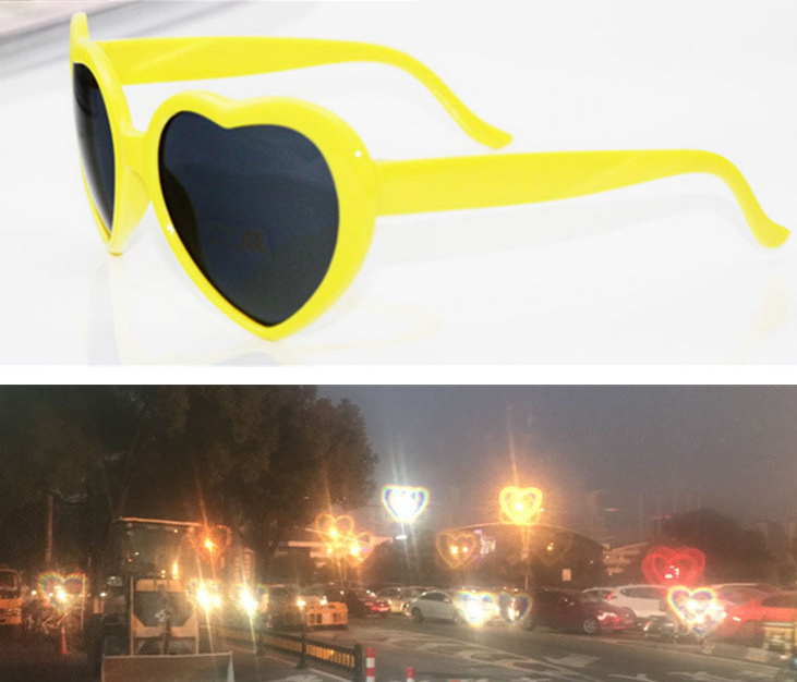 Women's yellow heart light sunglasses
