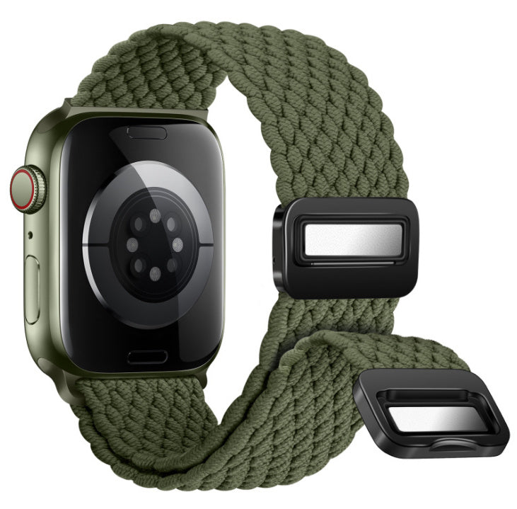 Unisex wave pattern dark olive green integrated watch band