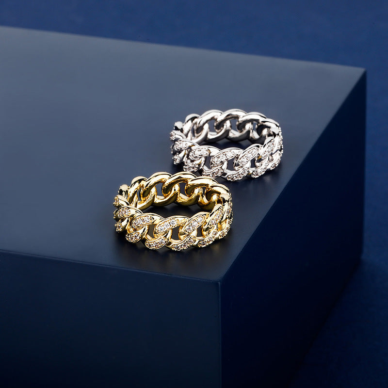 Alternate view: Unisex cuban chain zircon ring