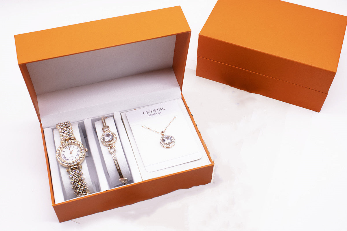 Rhinestone watch and bracelet set with necklace - view 4