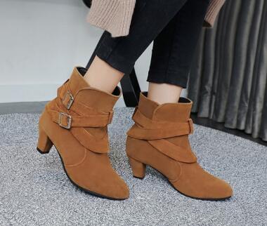 Women's yellow brown leather ankle boots