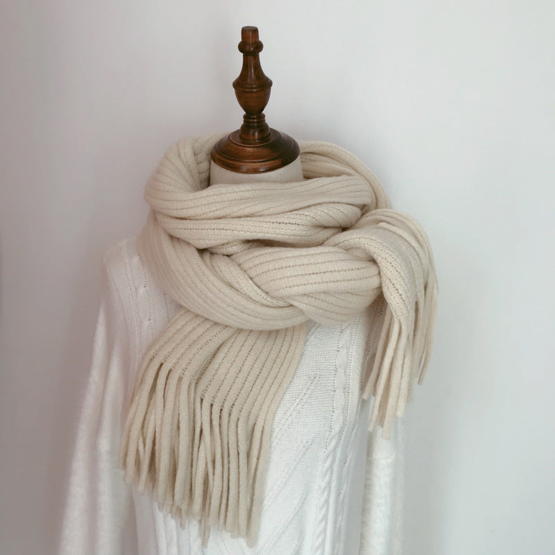 Women's beige thick winter scarf