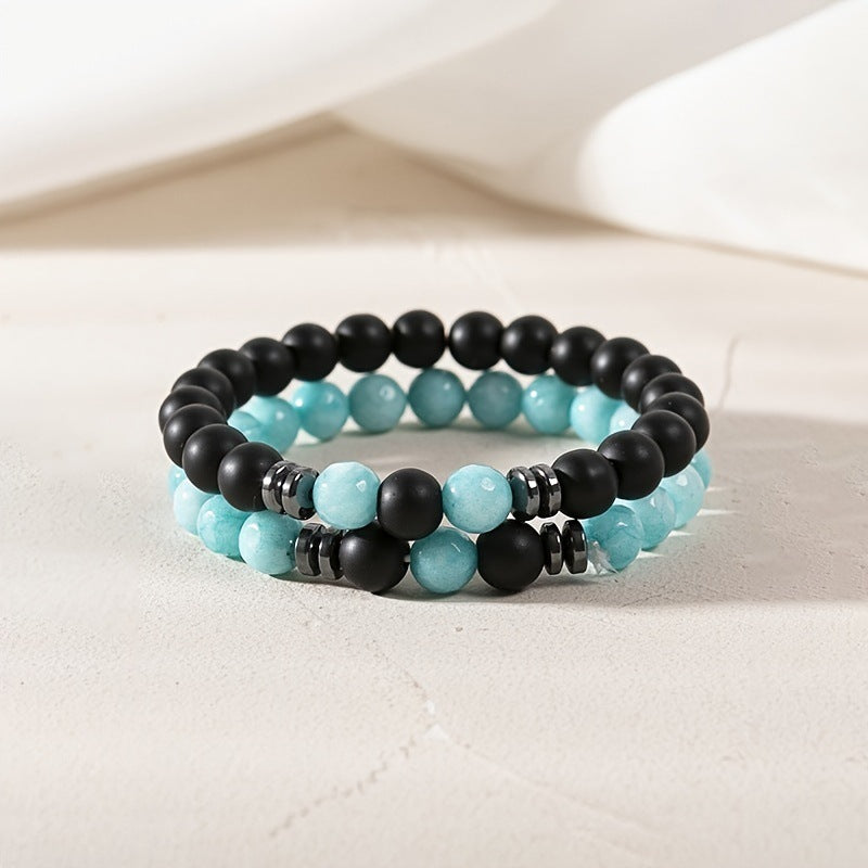 Unisex volcanic rock bracelet set