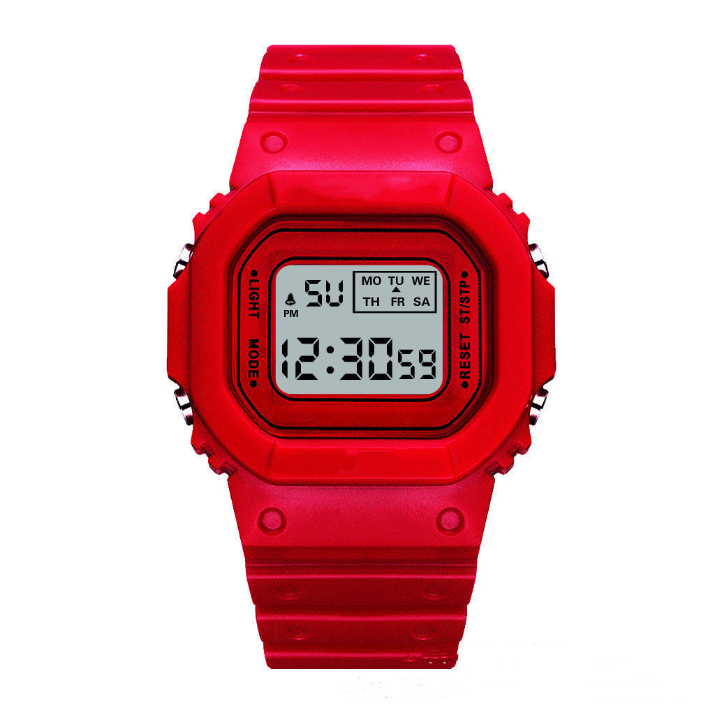 Unisex red LED watch