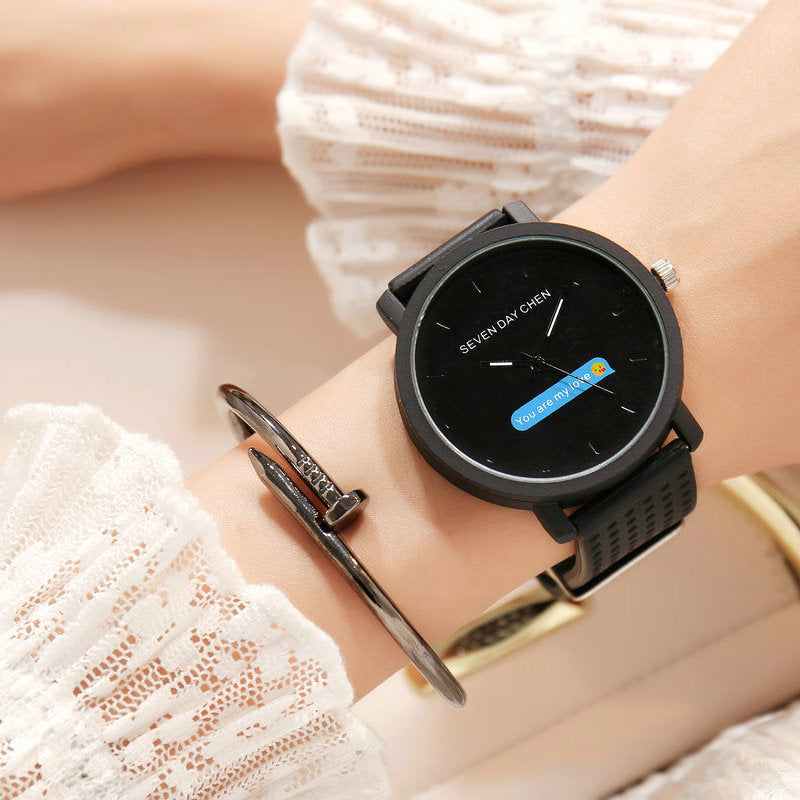 Unisex emoji style all black & watch