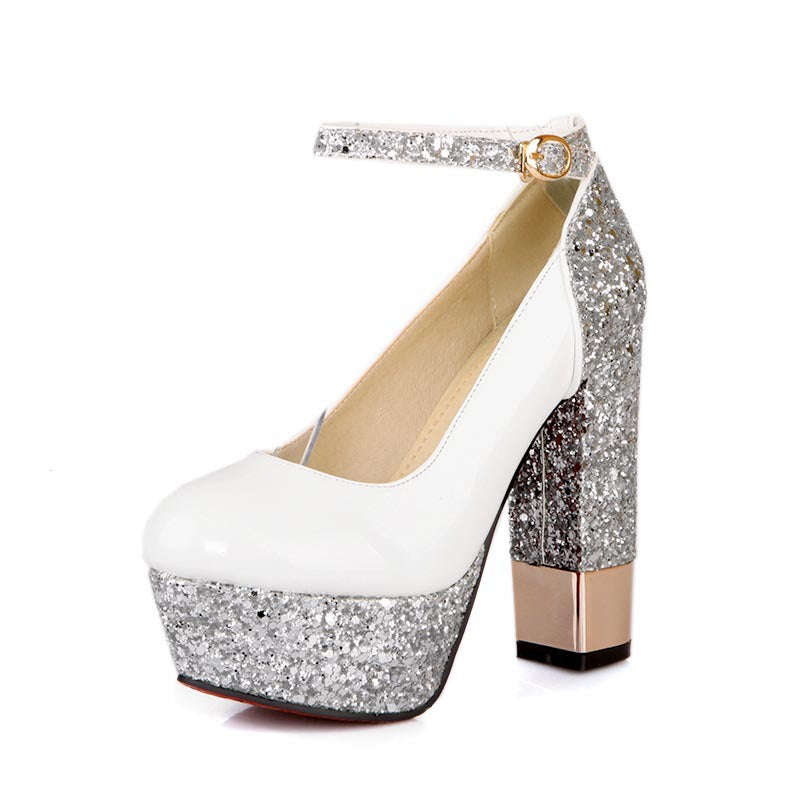 Women's white platform heels: dress