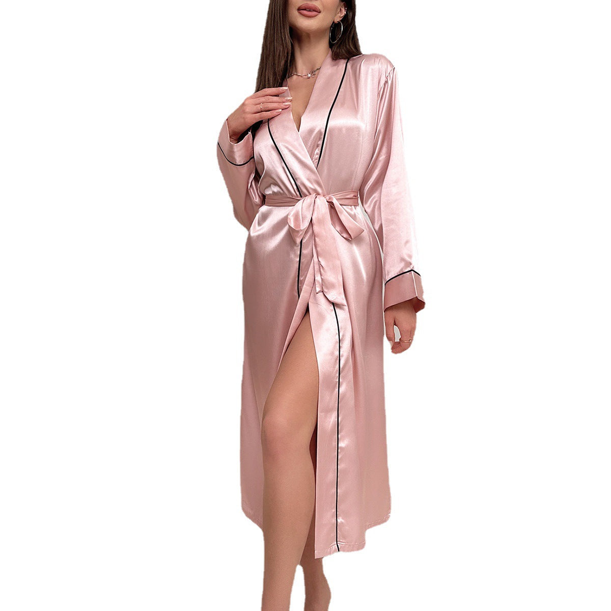 Alternate view: Women's long ice silk robe