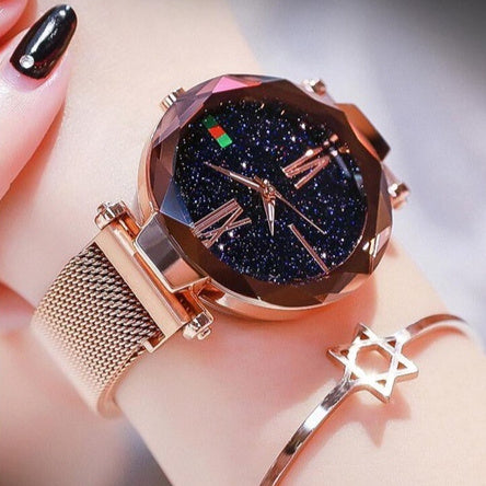 Starry sky glitter mesh watch for women - view 1